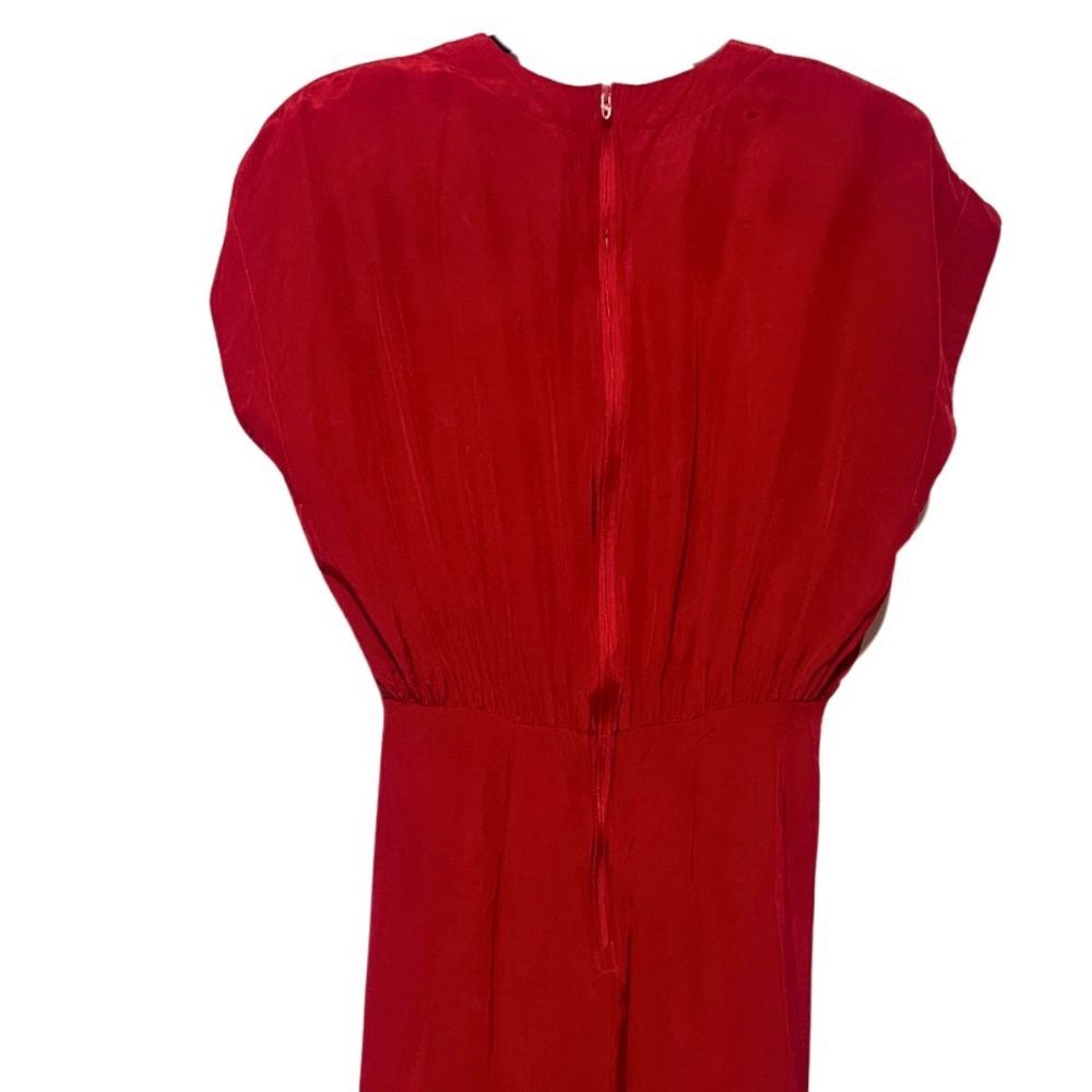 Vintage 80s Red Ruched Mini Dress Medium - Picture 6 of 13
